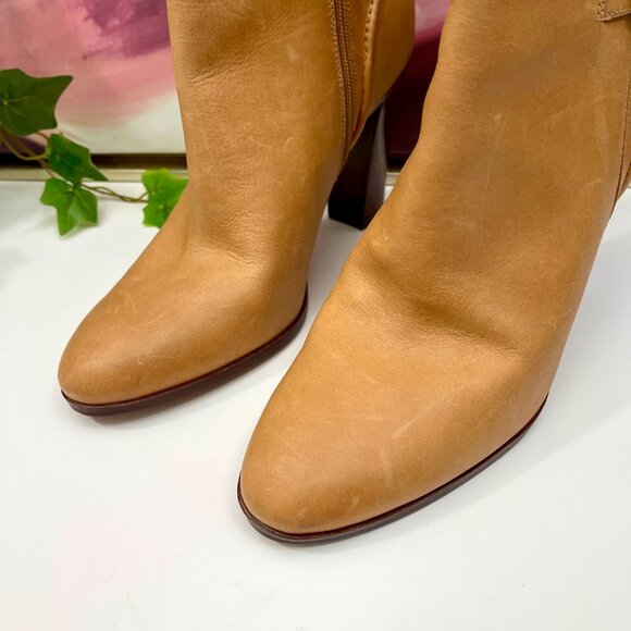 Veronica Beard Viv Booties Natural Leather Upper Ankle Heeled Buckle Boots 9.5 - Picture 10 of 16